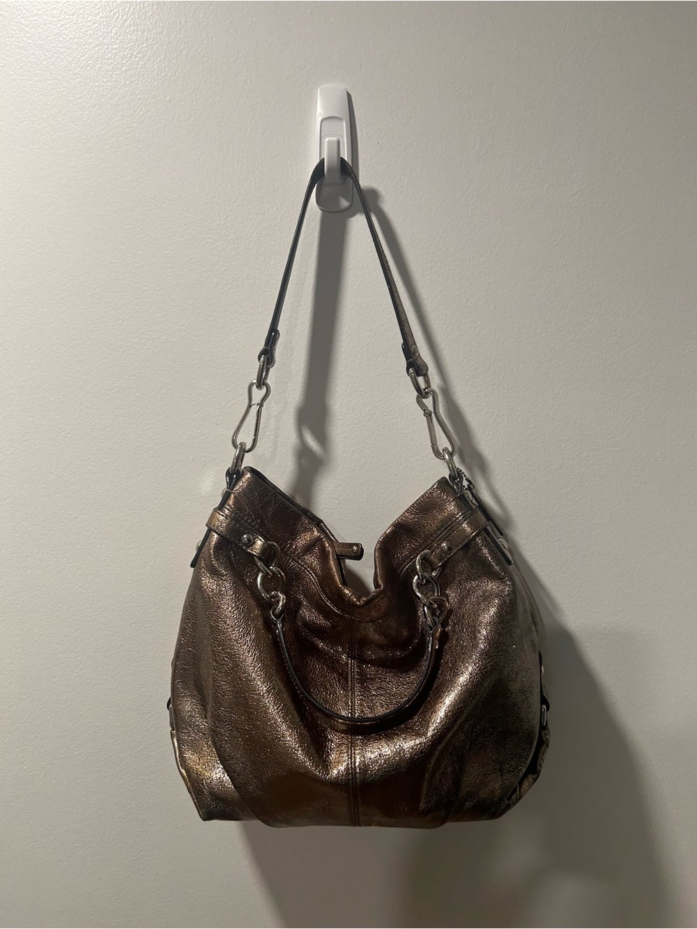 Coach Brooke F17165 Metallic Bronze Leather Hobo Shoulder Bag
